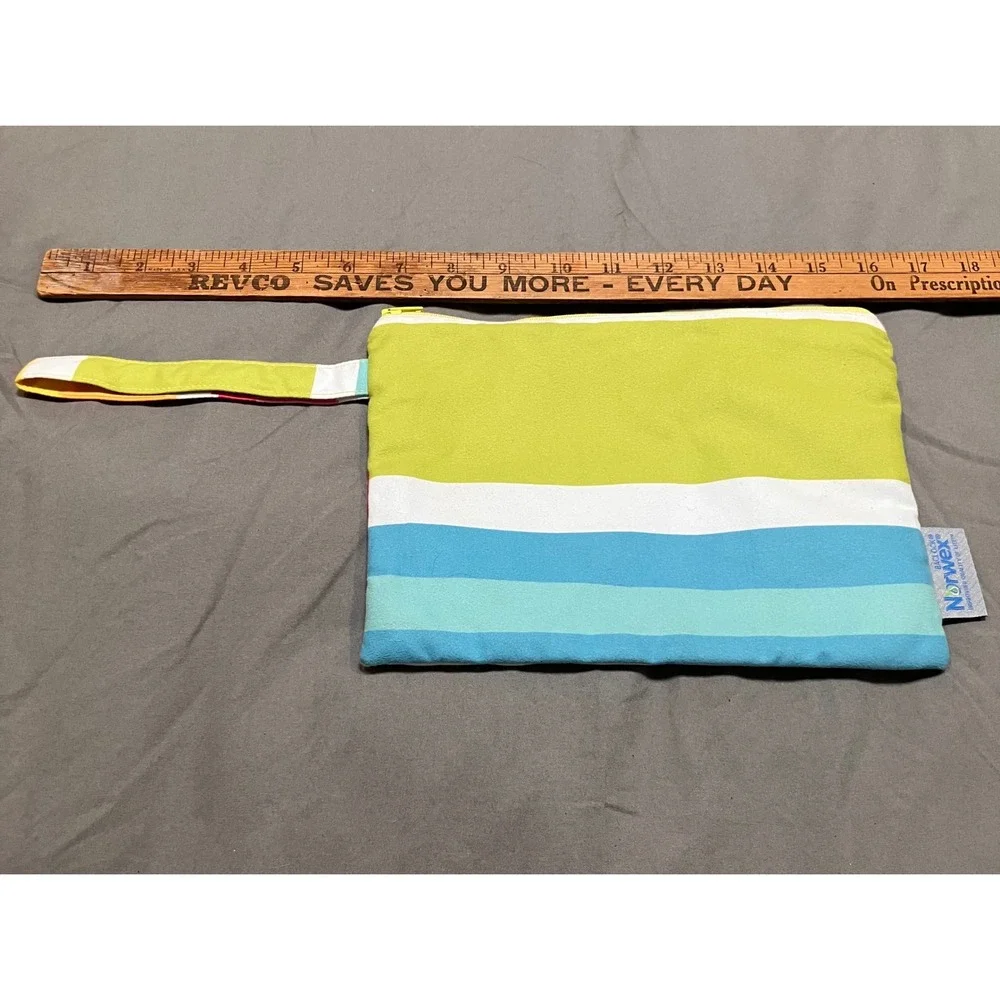 Norwex Travel Bag Striped BacLock Microfiber Wristlet Pouch Wet Dry